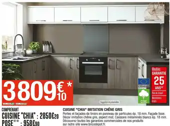 Brico Dépôt Cuisine "chia" imitation chêne gris offre