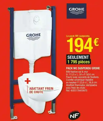 Brico Dépôt Grohe pack wc suspendu offre