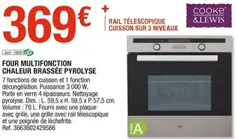 Brico Dépôt Cooke & lewis four multifonction chaleur brassée pyrolyse offre