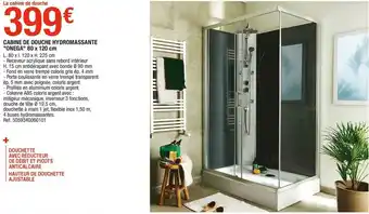 Brico Dépôt Cabine de douche hydromassante "onega" 80 x 120 cm offre