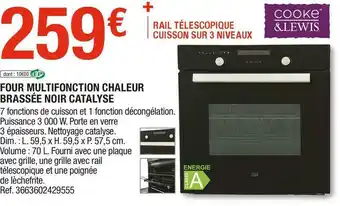 Cooke & lewis four multifonction chaleur brassée noir catalyse