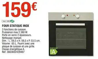 Brico Dépôt Four statique inox offre