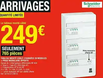 Brico Dépôt Tableau monté câblé 3 rangées 39 modules + prise modulaire offerte offre