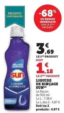 Super U Sun - liquide de rincage offre