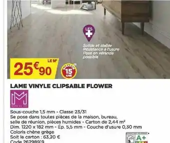 Bricomarché Lame Vinyle Clipsable Flower offre