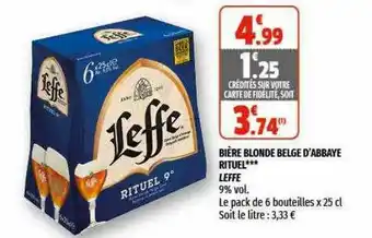 Coccinelle Express Bière Blonde Belge D'abbaye Rituel Leffe offre