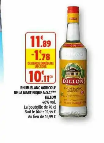 Rhum Blanc Agricole De La Martinique A.o.c. Dillon