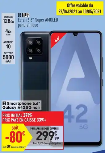 Conforama Smartphone 6.6 galaxy a42 5g noir offre