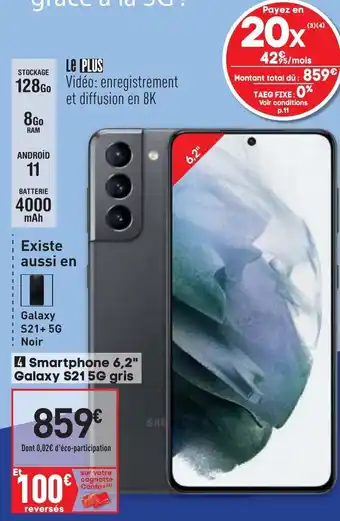 Conforama Smartphone 6.2 Galaxy s21 5g gris offre