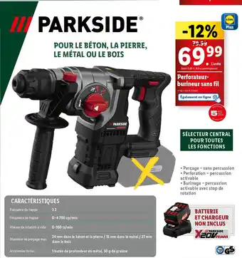 Lidl PARKSIDE Perforateur- burineur sans fil offre