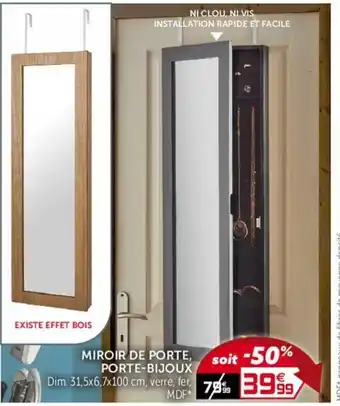 Gifi Miroir de Porte Porte-Bijoux offre