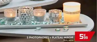 Gifi 5 Photophores + Plateau Miroir offre