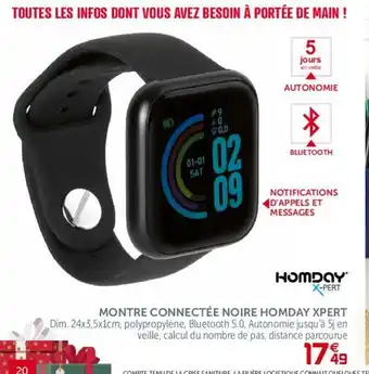 Gifi Montre Connectée Noire Homday Xpert offre