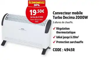 Screwfix Convecteur mobile Turbo Decima 2000W offre