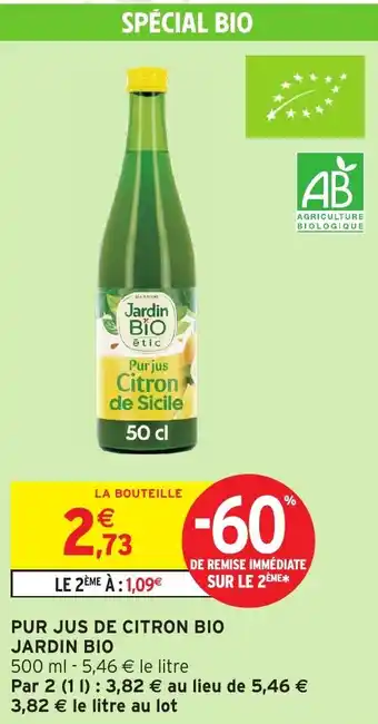 Intermarché Hyper JARDIN BIO Pur jus de citron bio offre