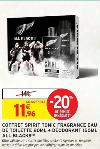 Intermarché Hyper ALL BLACKS Coffret spirit tonic fragrance eau de toilette 80ml + déodorant offre