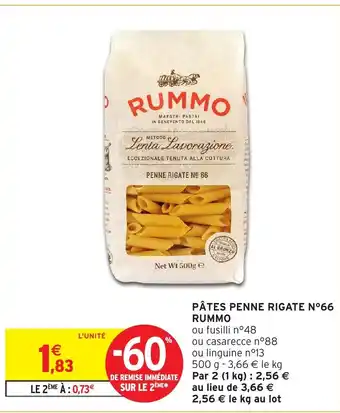 Intermarché Hyper RUMMO Pâtes penne rigate n°66 offre