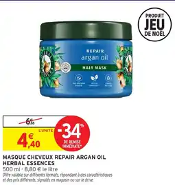 Intermarché Hyper HERBAL ESSENCES Masque cheveux repair argan oil offre