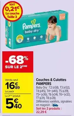 Carrefour Market Pampers - couches & culottes offre