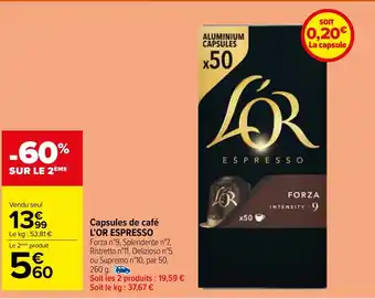 Carrefour Market L'OR ESPRESSO Capsules de café offre