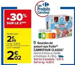 Carrefour Carrefour - gourdes de yaourt aux fruits classic' offre