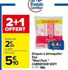 Carrefour Carrefour - disques à démaquiller duo maxi pack soft offre