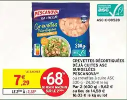 Intermarché Pescanova - crevettes décortiquées déjà cuites asc surgelées offre