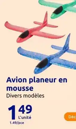 Action Avion planeur en mousse offre