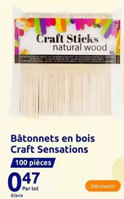Action Bâtonnets en bois craft sensations offre