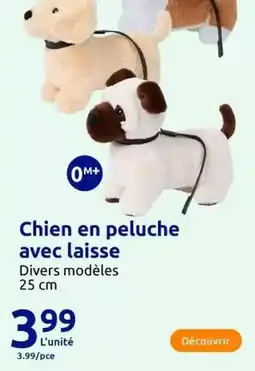 Action Chien en peluche avec laisse offre