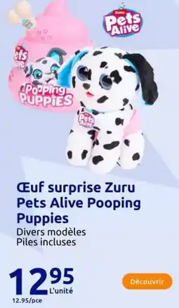 Action Zuru - oeuf surprise pets alive pooping puppies offre