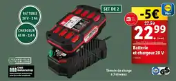 Lidl Batterie et chargeur 20 V offre