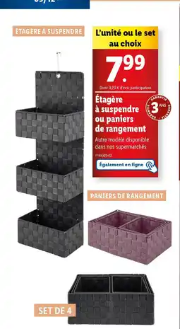 Lidl Étagère à suspendre ou paniers de rangement offre