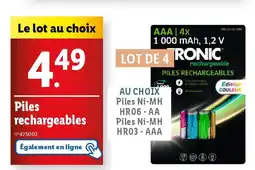 Lidl Piles rechargeables offre