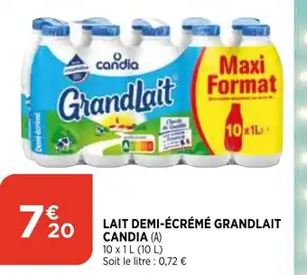 Lait Demi-écrémé Grand Lait Candia