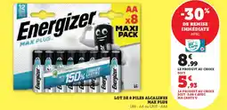 Super U ENERGIZER Lot de 8 piles alcalines max plus offre