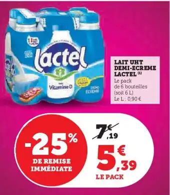 Super U LACTEL Lait uht demi-ecreme offre