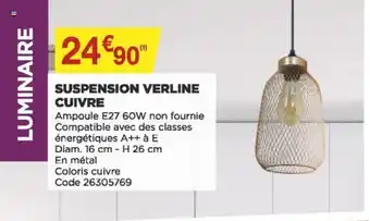 Suspension Verline Cuivre