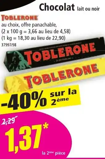 Norma Chocolat lait ou noir offre