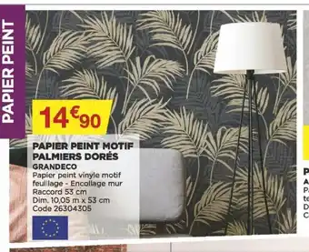 Bricomarché Papier Peint Motif Palmiers Dorés offre