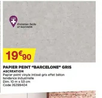 Bricomarché Papier Peint "Barcelone" Gris offre