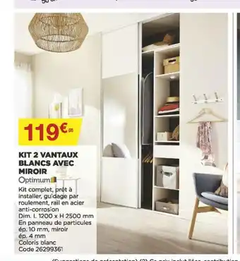 Bricomarché Kit 2 Vantaux Blancs Avec Miroir offre