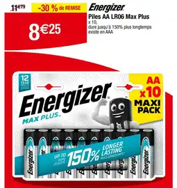 Carrefour ENERGIZER Piles aa lr06 max plus offre