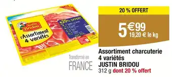 Carrefour JUSTIN BRIDOU Assortiment charcuterie 4 variétés offre