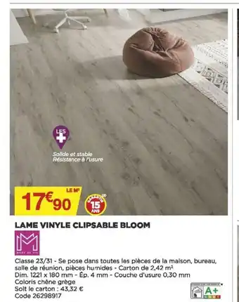 Bricomarché Lame Vinyle Clipsable Bloom offre
