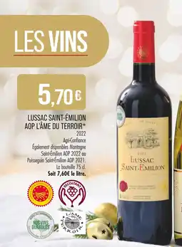 Match Lussac Saint-Émilion AOP L'Âme du Terroir offre