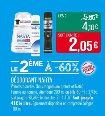 Match NARTA Déodorant offre