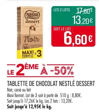 Match Nestlé Tablette de chocolat offre