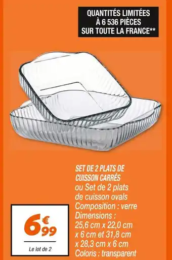 Netto Set de 2 plats de cuisson carrés offre