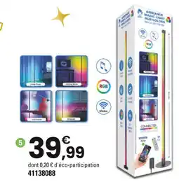 JouéClub Barre lumineuse ambiance magic light rgb colors 1 mètre avec télécommande offre